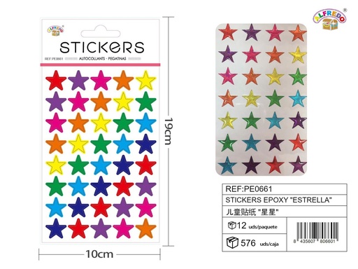 [PE0661] Stickers epoxy "estrella" 10x19cm para manualidades