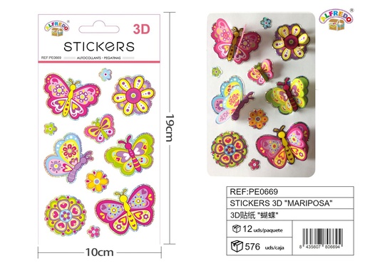 [PE0669] Stickers 3D "Mariposa" 10x19cm