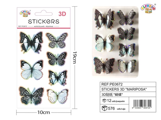 [PE0672] Pegatinas 3D mariposa 10x19cm para manualidades