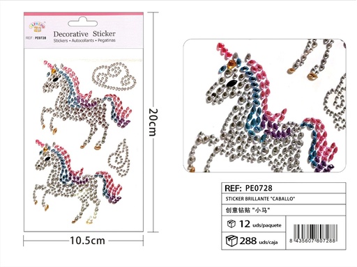 [PE0728] Sticker Brillante "Caballo" 10.5x20 cm - Pegatinas de diamantes y perlas