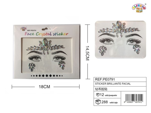 [PE0791] Sticker brillante facial 14.5x18cm para decoración