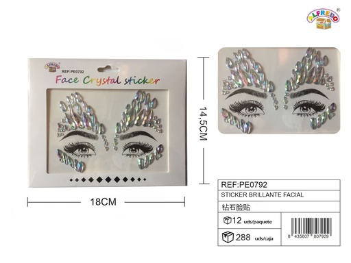 [PE0792] Pegatina brillante facial 14.5x18cm