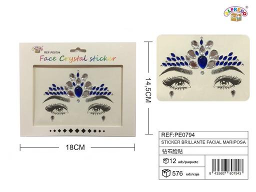 [PE0794] Sticker brillante facial 14.5x18cm para decoraciones