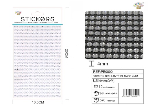 [PE0800] Stickers brillantes blanco 4mm 10.5x20cm