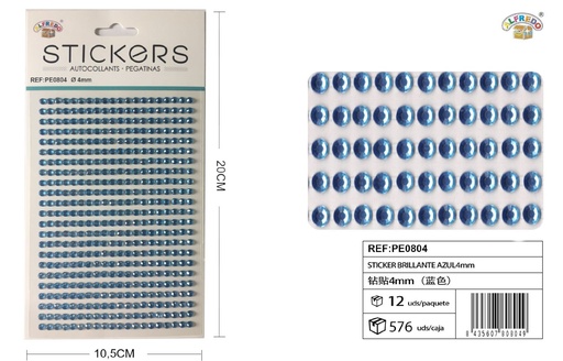 [PE0804] Stickers brillantes azules 4mm 10.5x20cm