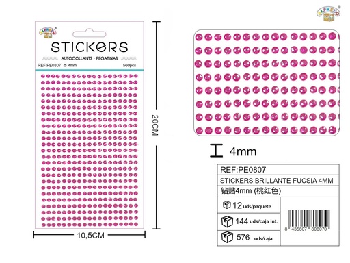 [PE0807] Pegatina brillante fucsia 4mm 10.5x20cm para manualidades y decoración