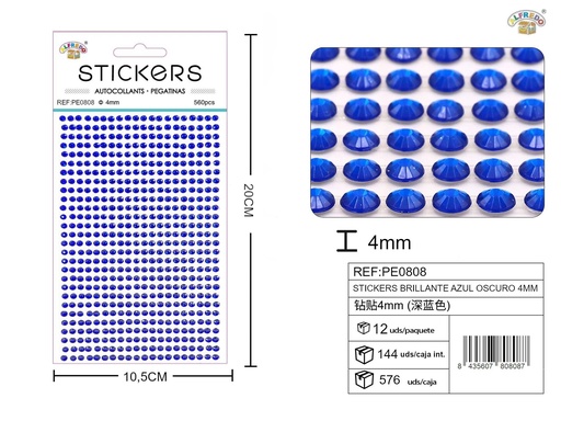 [PE0808] Pegatinas brillantes azul oscuro 4 mm 10 x 20 cm - Decoración