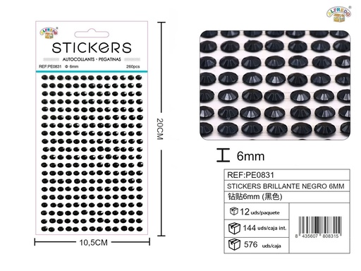 [PE0831] Pegatina brillante negra 6mm 10,5x20cm para manualidades