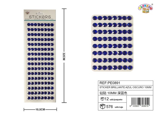 [PE0891] Pegatinas brillantes azul oscuro 10 mm 10,5x32 cm - Adornos decorativos