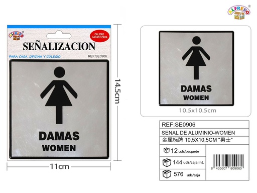 [SE0906] Señal de Aluminio-Women 10.5X10.5CM - Placa metálica decorativa