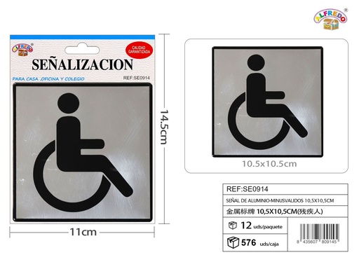 [SE0914] Señal de aluminio minusválidos 10.5x10.5cm