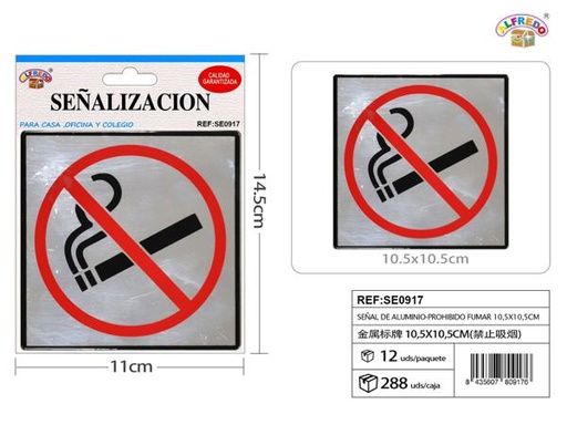 [SE0917] Señal de aluminio - Prohibido fumar para espacios seguros