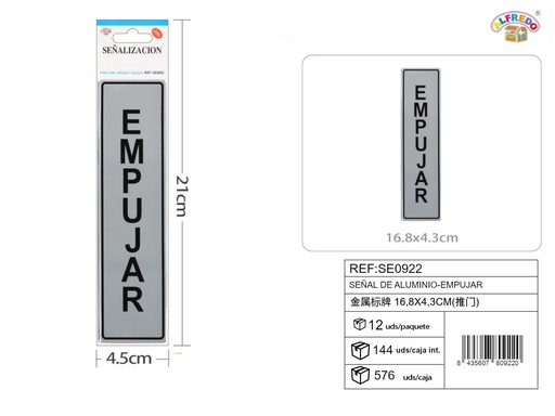 [SE0922] Señal de aluminio "empujar" para puertas