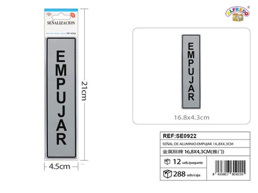 [SE0922] Señal de aluminio "empujar" para puertas