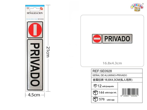 [SE0928] Señal de aluminio - PRIVADO - Etiquetas metálicas