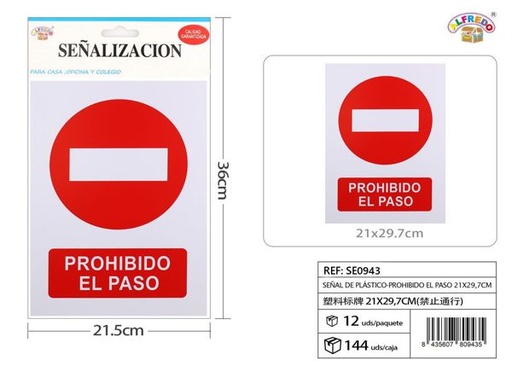 [SE0943] Señal de PVC "Prohibido el paso" 21.5x36cm