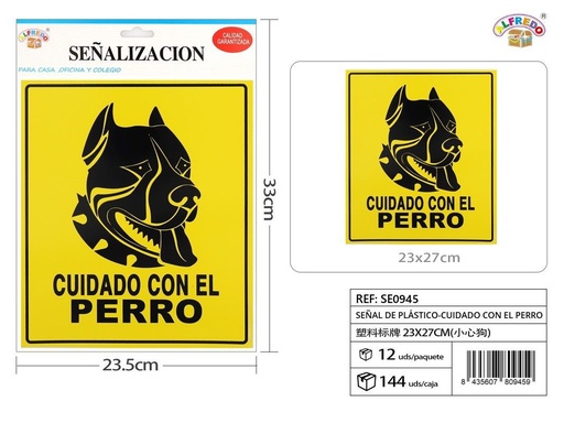 [SE0945] Señal de PVC "Cuidado con el perro" 23.5x33cm