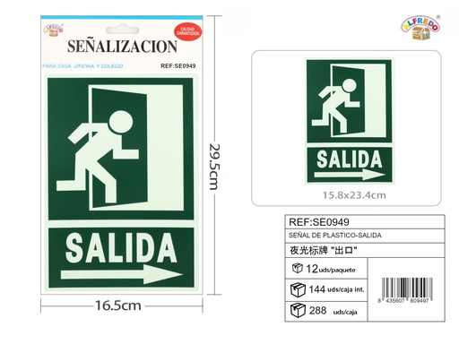 [SE0949] Señal de plástico-Salida 15.8 x 23.4 cm - Señales de PVC