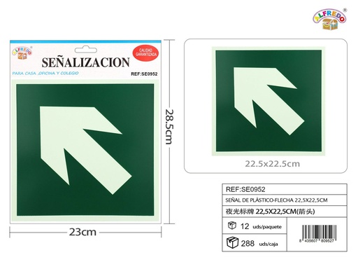 [SE0952] Señal de plástico-Flecha 22.5 x 22.5 cm - Señales de PVC