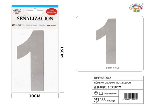 [SE0967] Señal de aluminio - Número 1 15x10cm - Señales decorativas