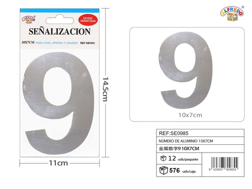 [SE0985] Señal de aluminio con números 10x7cm para señalización