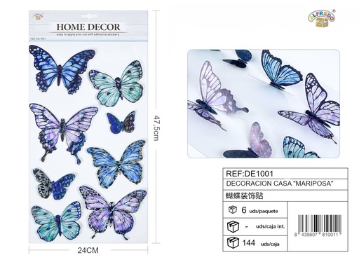 [DE1001] Decoración de pared "Mariposas" 24x47,5cm