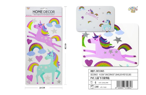 [DE1065] Decoración de pared "Unicornios" 18x40.5cm para habitaciones infantiles