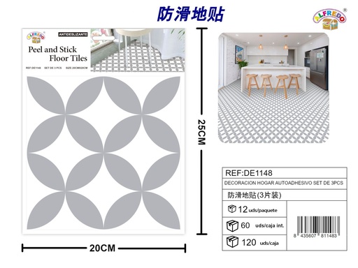 [DE1148] Decoración hogar autoadhesiva set de 3 pcs 20x20cm - Decoraciones antideslizantes