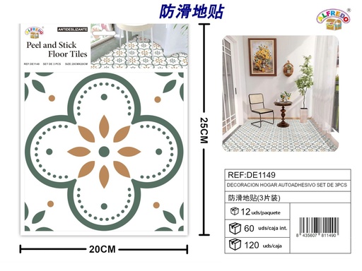 [DE1149] Decoración hogar autoadhesiva set de 3 pcs 20x20cm - Decoraciones antideslizantes