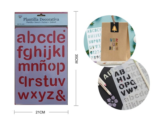 [PL1201] Plantilla decorativa "letras minúsculas" 21x35cm para manualidades