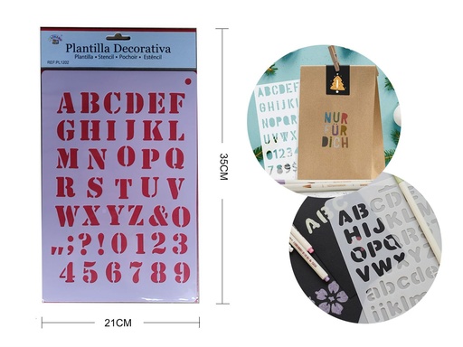 [PL1202] Plantilla decorativa "Letras y números" 21x35 cm - Plantillas decorativas
