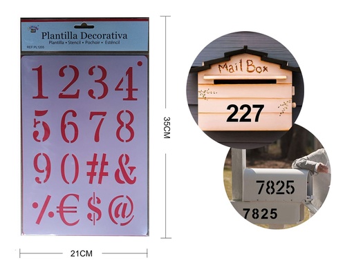 [PL1205] Plantilla decorativa "Números" 21x35cm para manualidades