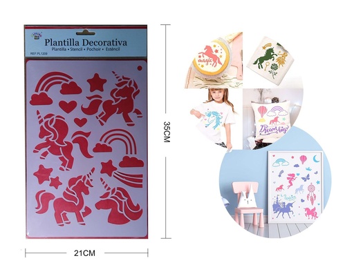 [PL1209] Plantilla decorativa "Unicornio" 21x35 cm - Plantillas decorativas