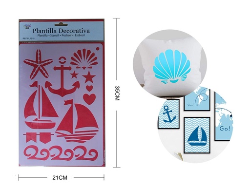 [PL1210] Plantilla decorativa "Marino" 21x35 cm - Plantillas decorativas