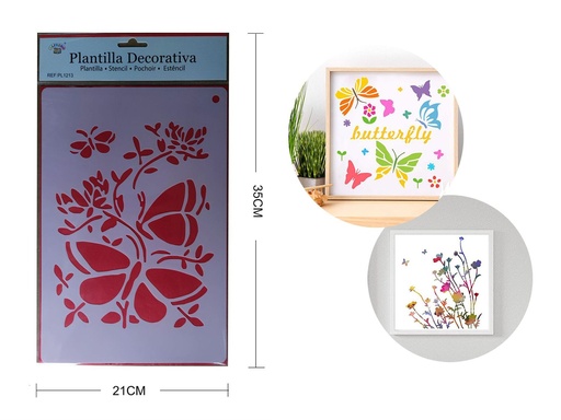 [PL1213] Plantilla decorativa "Mariposa" 21x35cm para manualidades y decoración