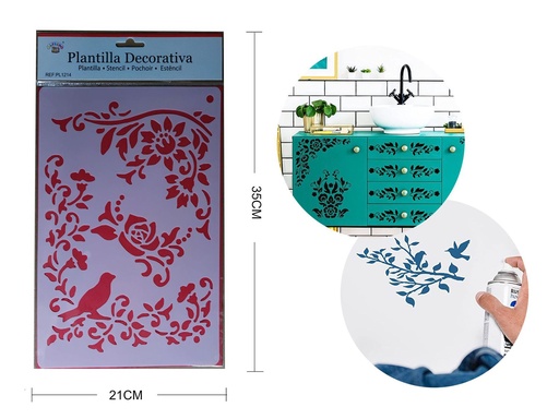 [PL1214] Plantilla decorativa "Flor" 21x35cm para manualidades y artesanías