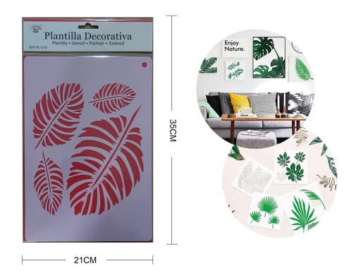 [PL1216] Plantilla decorativa "Hoja" 21x35 cm - Plantillas decorativas