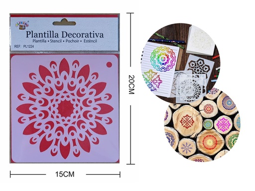[PL1224] Plantilla decorativa "Mandala" 15 x 20 cm - Plantillas de artesanía