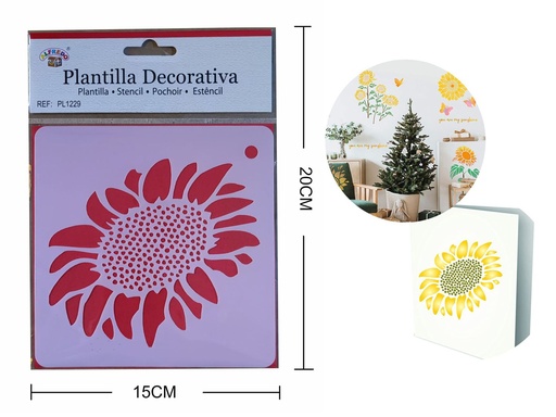 [PL1229] Plantilla decorativa "Girasol" 15 x 20 cm - Plantillas de artesanía