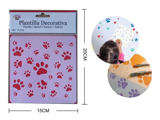 [PL1232] Plantilla decorativa "Huellas de perrito" 15 x 20 cm - Plantillas de artesanía