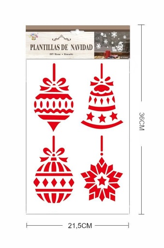 [PL1239] Plantillas de Navidad "Campana" 21.5x36cm para manualidades