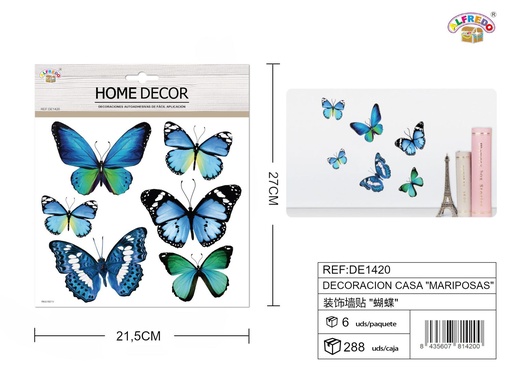 [DE1420] Decoración de mariposas para casa 21.5x27cm para manualidades