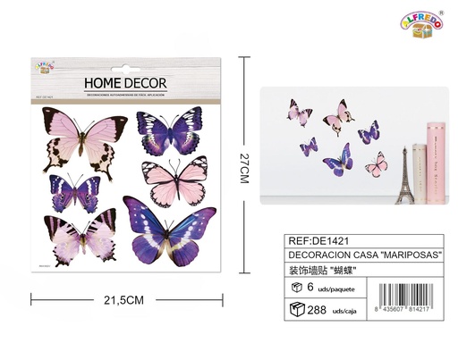 [DE1421] Decoración para el hogar "Mariposas" 21.5x27cm