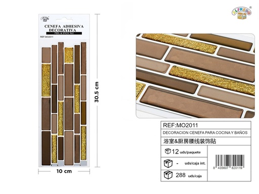 [MO2011] Decoración cenefa para cocina y baño 10x30.5cm