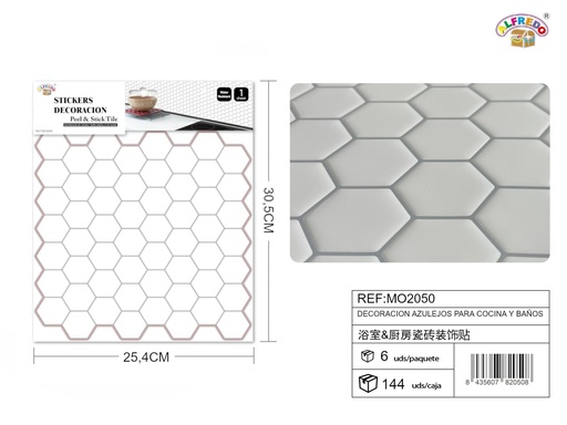 [MO2050] Decoración de azulejos para cocina y baños 25.4x30.5cm