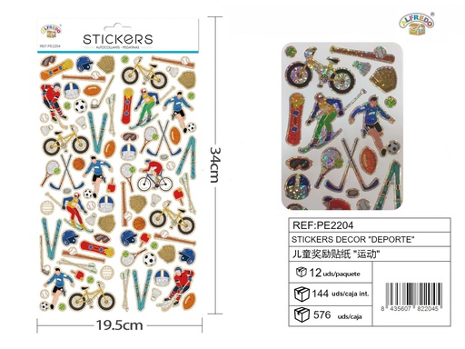 [PE2204] Pegatina decorativa "deporte" 19.5x34cm para manualidades