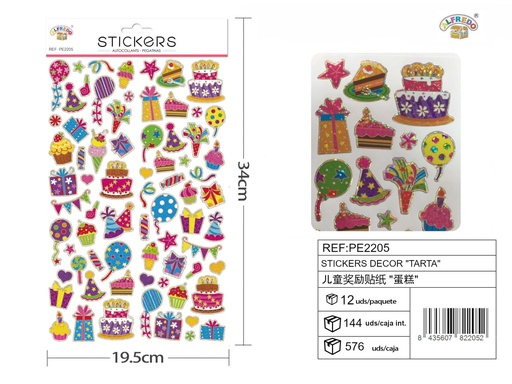 [PE2205] Stickers Decor "Tarta" 19.5x34 cm - Stickers infantiles