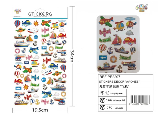 [PE2207] Stickers Decor "Aviones" 19.5x34 cm - Stickers infantiles