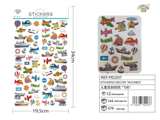 [PE2207] Stickers decorativos "Aviones" 19.5x34cm