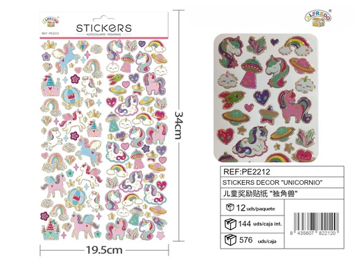 [PE2212] Stickers decorativos "Unicornio" 19,5x34cm para manualidades